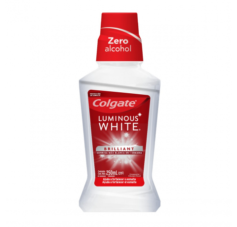 COLGATE ENJ BUC PLAX LUMINOUS WHITE 250 ML