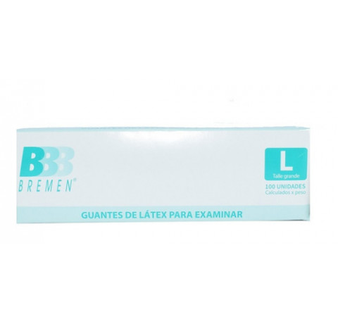 GUANTES DE EXAMINACION BREMEN TALLE L X 100 UNID